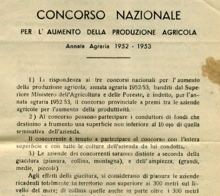 Estratto Concorso Nazionale per Aumento della produzione Agricola 1